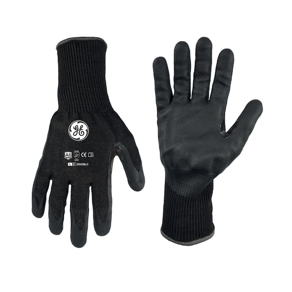 Ge Coated Gloves, Foam Nitrile, Black, L 1 PR GG226LC - main